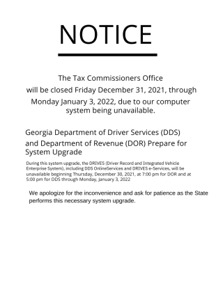 Notice of Tax Office Closed 